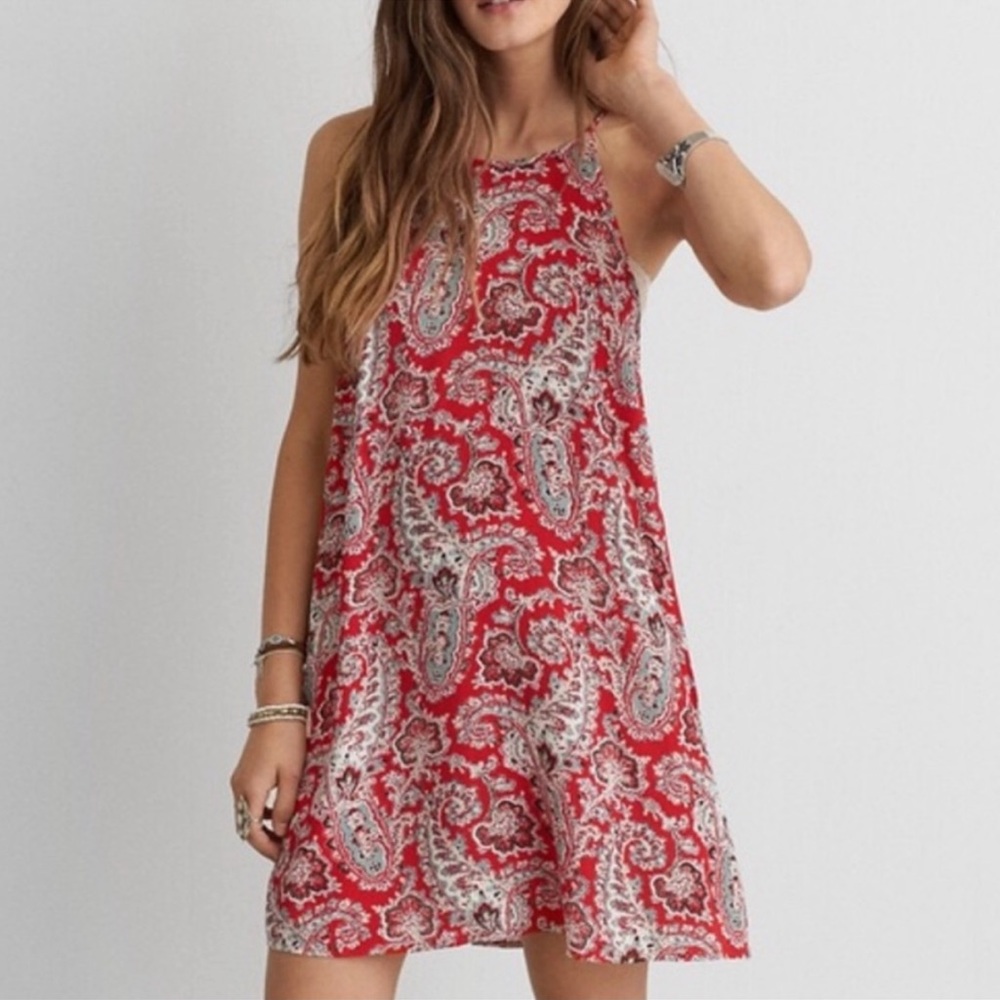 American Eagle high neck paisley shift dress